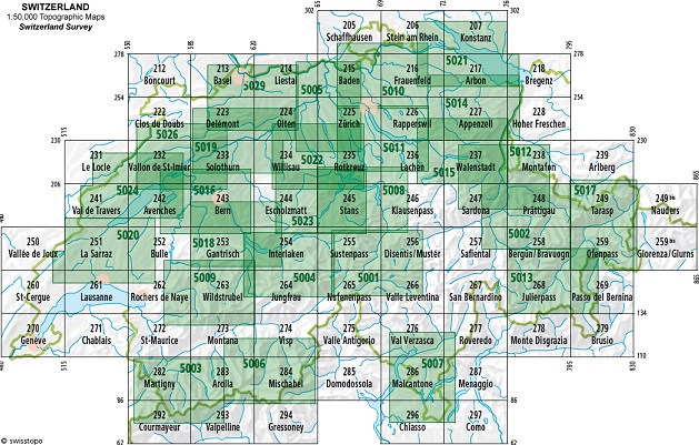 Zwitserland Swisstopo 1:50.000 groen