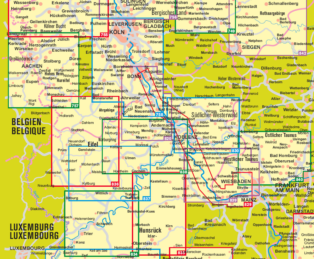 Overzicht Kompass wandelkaarten Rheinland Pfalz 1:50:000