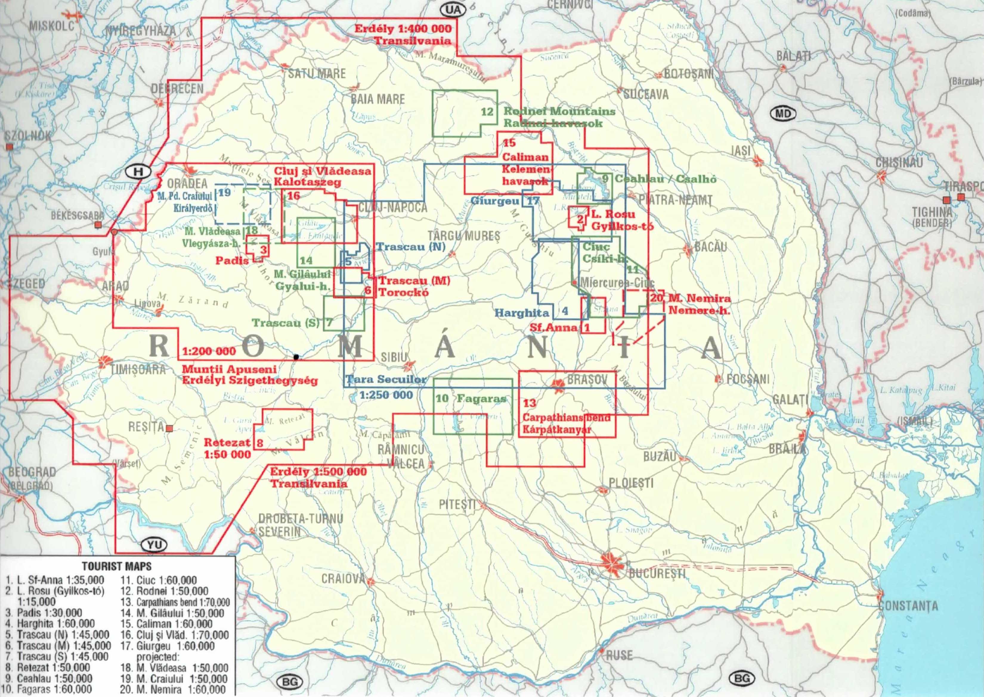 Dimap Wandelkaarten Roemenie overzicht