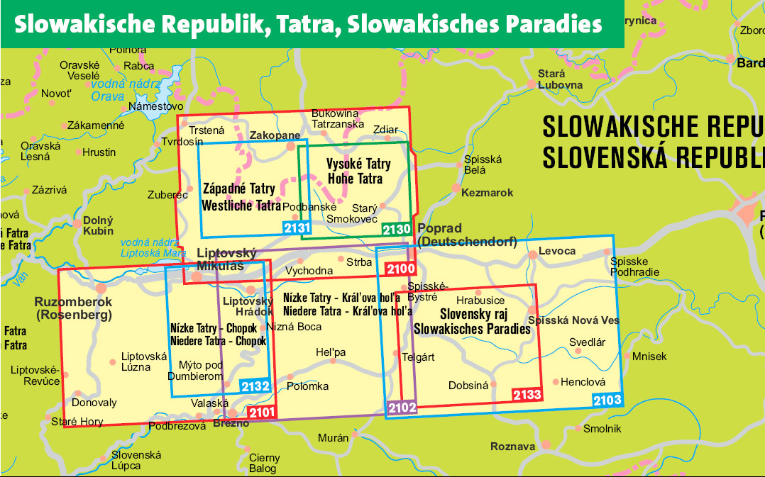 Overzicht Kompass wandelkaarten Tatra & Slowaaks Paradijs 1:50:000 & 1:25.000