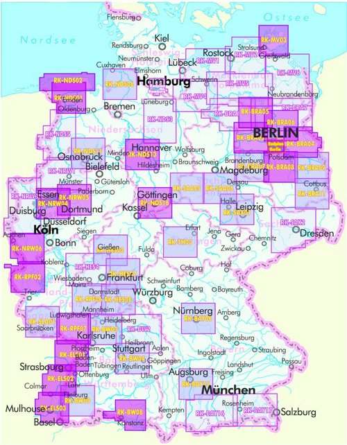 Overzicht Fietskaarten Duitsland Bikeline 75.000