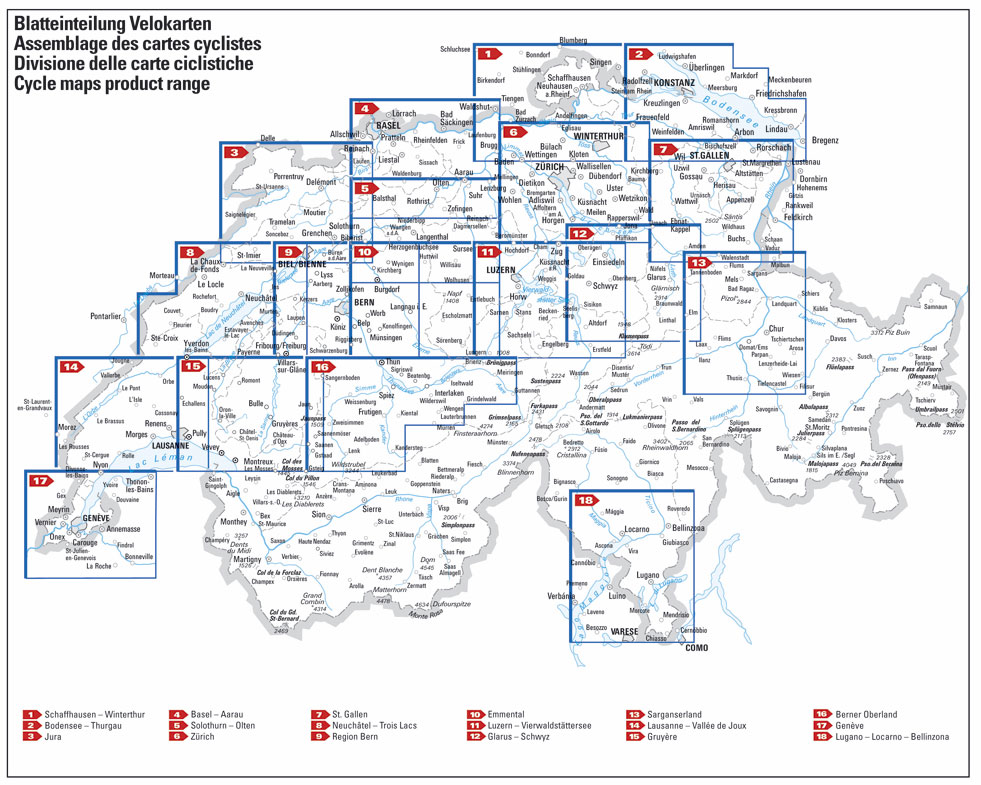 Overzicht Fietskaarten Zwitserland