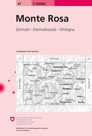 Fietskaart - Topografische kaart - Wegenkaart - landkaart 47 Monte Rosa | Swisstopo