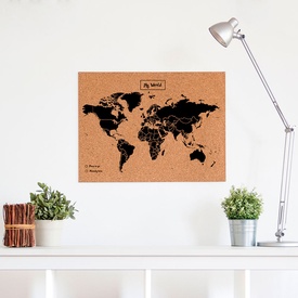 Wereldkaart van kurk Woody Map L Zwart  | Miss Wood