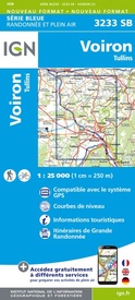Topografische kaart - Wandelkaart 3233SB Le Grand-Lemps, Lac de Paladru, Voiron, Tullins | IGN - Institut Géographique National