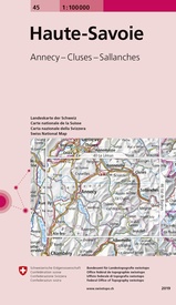 Fietskaart - Topografische kaart - Wegenkaart - landkaart 45 Haute-Savoie | Swisstopo