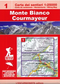 Wandelkaart 01 Mont Blanc, Monte Bianco, Courmayeur | L'Escursionista editore