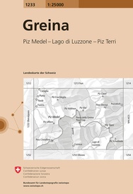 Wandelkaart - Topografische kaart 1233 Greina | Swisstopo