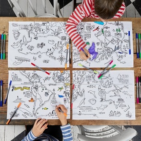   Placemat met wereldkaart om in te kleuren ( 4 stuks ) | Eat Sleep Doodle