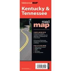 Wegenkaart - landkaart Kentucky & Tennessee State Road Map | Universal Map
