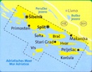 Wandelkaart 2902 Dalmatinische Küste Mitte Šibenik - Split - Brac - Hvar - Korcula | Kompass