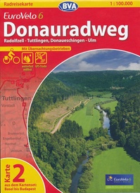 Fietskaart 2 Eurovelo 6 Donauradweg Radolfzel - Tuttlingen, Donaueschingen - Ulm | BVA BikeMedia