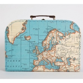 Koffertje met vintage wereldkaart - groot | Sass & Belle