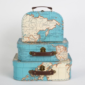 Koffertje met vintage wereldkaart – middel | Sass & Belle