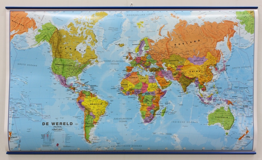 Wereldkaart 64ML-zvl Political, x 59 | Maps International | 9781910378168 | Reisboekwinkel De Zwerver