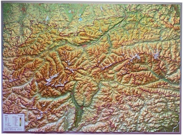 Reliëfkaart Tirol met voelbaar 3D reliëf | 77 x 75 cm | GeoRelief