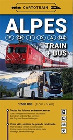 Spoorwegenkaart Alpen Voyage en train et bus Cartotrain | Cartotrain