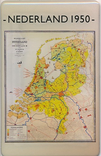 Magneet oude schoolkaart Nederland 1950 | Bakker en Rusch | 0429203259334 Reisboekwinkel Zwerver