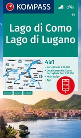 Wandelkaart 91 Lago di Como - Lago di Lugano | Kompass