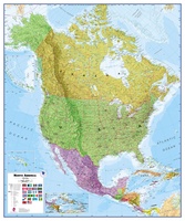 Noord Amerika - North America Political 120 x 100 cm