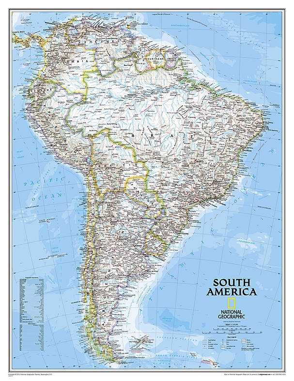 Wandkaart Zuid Amerika, Politiek, 91 X 117 Cm | National Geographic |  9780792281092 | Reisboekwinkel De Zwerver