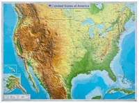 USA - Verenigde Staten met voelbaar 3D reliëf | 57 x 77 cm