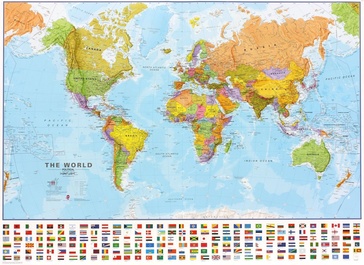 Wereldkaart (65-mvl e) politiek, 136 x 100 cm | Maps International