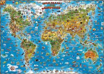 Kinderwereldkaart 93ML Wereldkaart voor kinderen, 136 x 96 cm | Dino's Maps