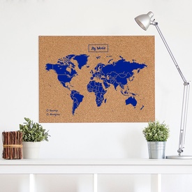 Wereldkaart van kurk Woody Map XL Blauw | Miss Wood