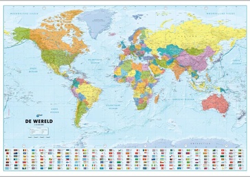 Wereldkaart 76 ANWB De Wereld 140 x 80 cm | ANWB Media