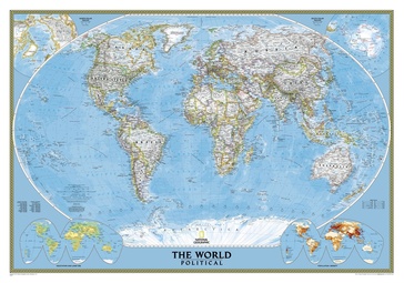 Wereldkaart 85P Wereld politiek, world political, 280 x 193 cm | National Geographic