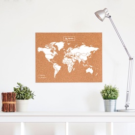 Wereldkaart van kurk Woody Map L Wit  | Miss Wood