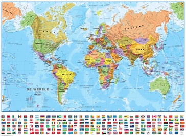 Wereldkaart 64P-mvl Politiek, 101 x 72 cm | Maps International