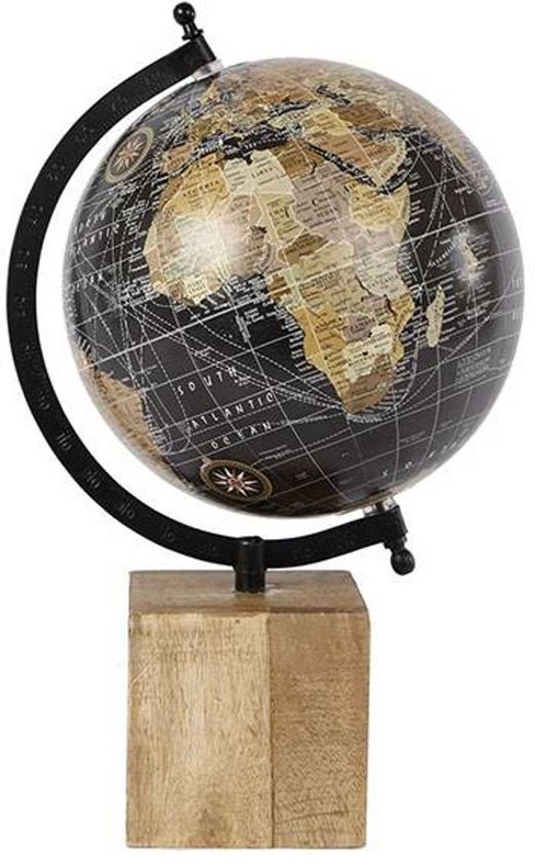 geweer Dialoog Regeren Wereldbol Globe zwart op houten blok | Van Manen | 8713219340448 |  Reisboekwinkel De Zwerver