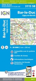 Wandelkaart - Topografische kaart 3115SB Bar-le-Duc | IGN - Institut Géographique National