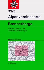 Wandelkaart 31/3 Alpenvereinskarte Stubaier Alpen - Brennerberge | Alpenverein