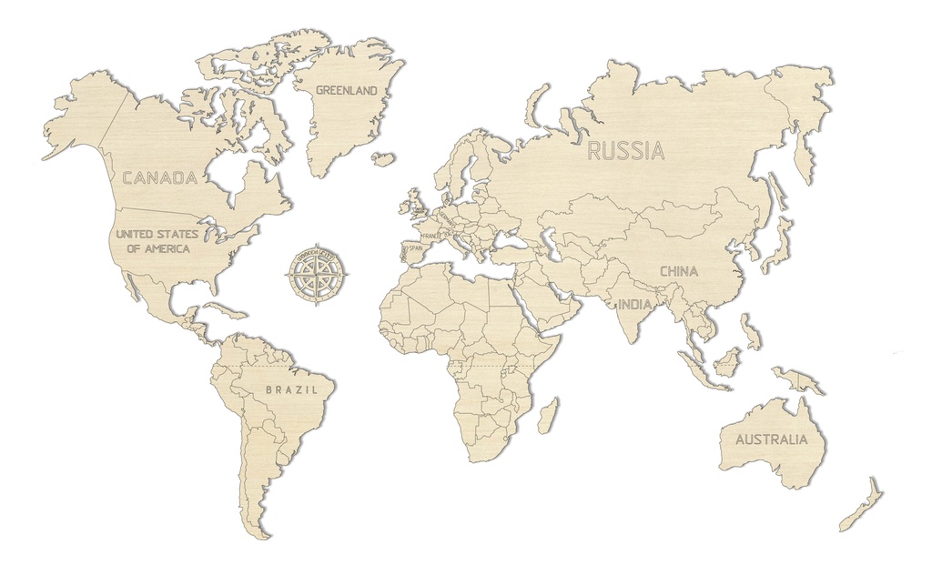 Wereldkaart van hout - Legpuzzel Wooden World Map Medium | Wooden City | | Reisboekwinkel Zwerver