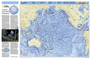 Wereldkaart Pacific ocean - grote oceaan oceaanbodem, 83 x 55 cm | National Geographic