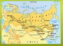Wegenkaart - landkaart Trans Siberian Railway - Transsiberische spoorlijn | Gizi Map
