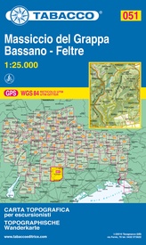 Wandelkaart 051 Massiccio del Grappa - Bassano - Feltre | Tabacco Editrice