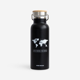 Waterfles Thermosfles - Drinkfles - Beker ZWART | Miss Wood