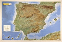 Spanje & Portugal Península Ibérica, Baleares y Canarias met voelbaar 3D Relief  | 127 x 88 cm (isbn 9788441699441)
