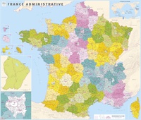 Frankrijk administratief | 115 x 100 cm | Geplastificeerd