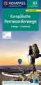 Wandelkaart Fernwanderwege Europa, Long-Distance-Paths Europe | Kompass
