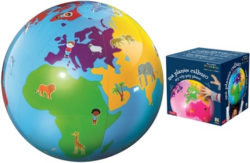 Opblaasbare wereldbol - globe Mijn planeet Culbuto blauw | Caly Toys