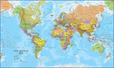 Wereldkaart 66P-zvlE Political, 136 x 86 cm | Maps International