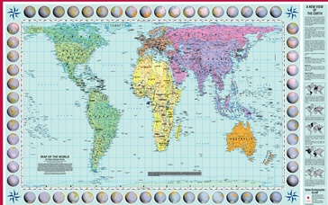 Wereldkaart World Peters Projectie | Geplastificeerd | 130 x 83 cm | Huber Verlag