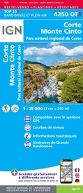 Wandelkaart 4250OTR Corte - Monte Cinto | IGN - Institut Géographique National