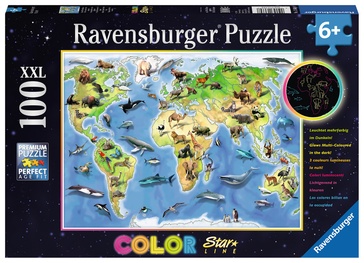 Legpuzzel Vrolijke dierenwereldkaart 100 XXL | Ravensburger