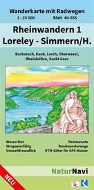 Wandelkaart 40-555 Rheinwandern 1 Loreley - Simmern/H Lorelei | NaturNavi